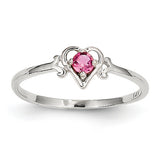 14K White Gold Pink Tourmaline Birthstone Heart Ring YC421 - shirin-diamonds