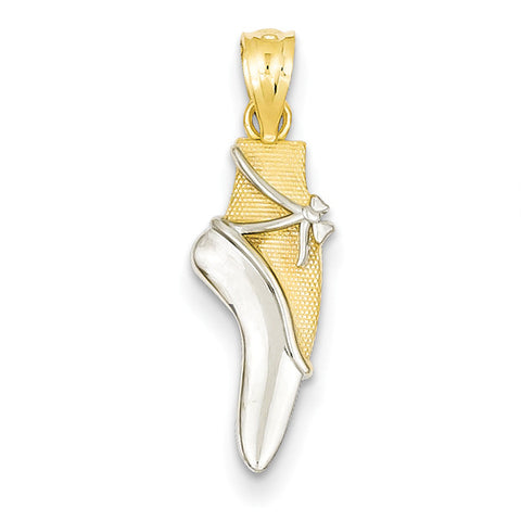14k & Rhodium Ballet Shoe Pendant YC524 - shirin-diamonds