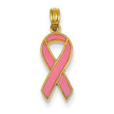 14k Pink Enameled Awareness Ribbon Pendant YC948 - shirin-diamonds