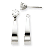 14k White Gold J Hoop w/CZ Earring Jacket YE1084 - shirin-diamonds