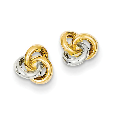 14k & Rhodium Love Knot Earrings YE145 - shirin-diamonds