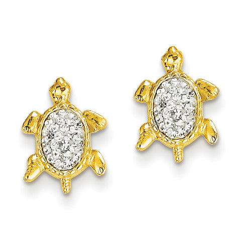 14k Crystal White Turtle Post Earrings YE1543 - shirin-diamonds
