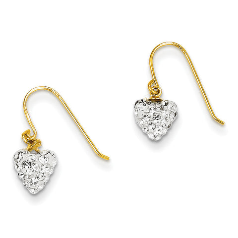 14k Crystal Heart Dangle Earrings YE1555 - shirin-diamonds