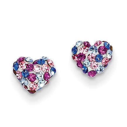 14k Multi-colored Crystal 6mm Heart Post Earrings YE1610 - shirin-diamonds