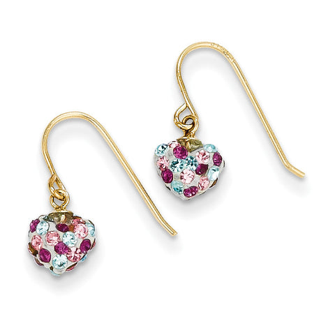 14k Multi-colored Crystal Heart Dangle Earrings YE1612 - shirin-diamonds