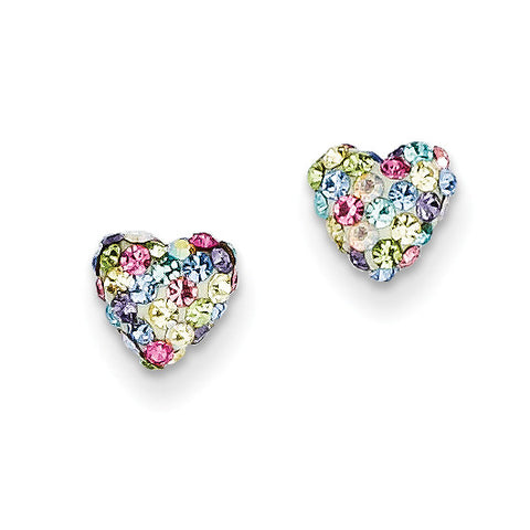 14k Pastel Multi-colored Crystal 6mm Heart Post Earrings YE1613 - shirin-diamonds