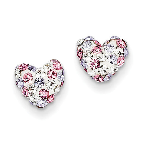 14k Multicolored Crystal 8mm Heart Post Earrings YE1614 - shirin-diamonds