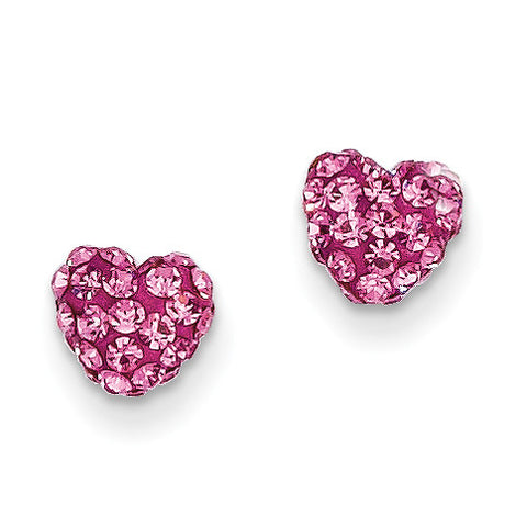 14k Rose Crystal 6mm Heart Post Earrings YE1616 - shirin-diamonds