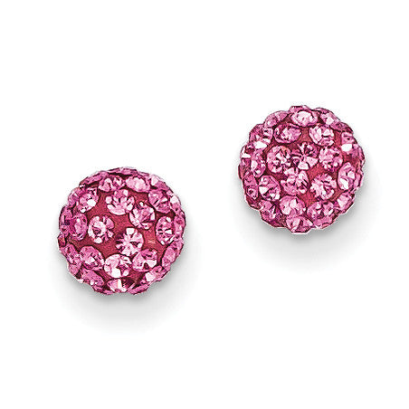 14k Rose Crystal 6mm Post Earrings YE1618 - shirin-diamonds