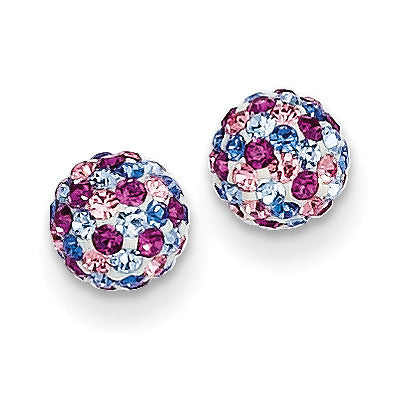 14k Blue Pink Multi Crystal 6mm Post Earrings YE1620 - shirin-diamonds