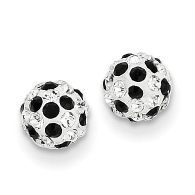14k Black and White Crystal 6mm Post Earrings YE1624 - shirin-diamonds