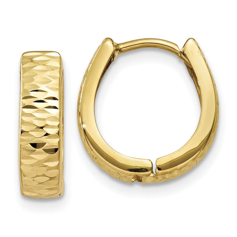 14K Gold Textured and Polished Hinged Hoop Earrings YE1678 - shirin-diamonds