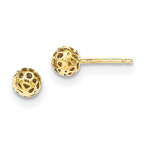 14K Yellow Gold Small Fancy Ball Post Earrings YE1687 - shirin-diamonds