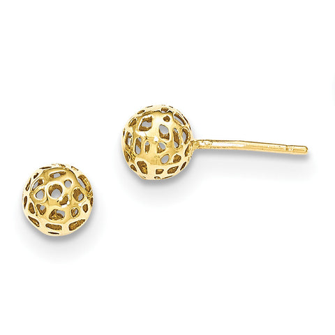 14K Yellow Gold Fancy Ball Post Earrings YE1688 - shirin-diamonds