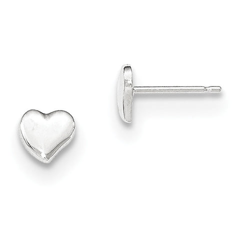14k White Polished Heart Post Earrings YE1734 - shirin-diamonds