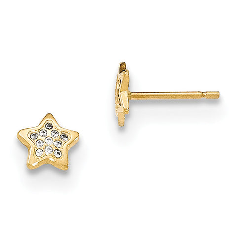 14k Polished CZ Star Post Earrings YE1747 - shirin-diamonds