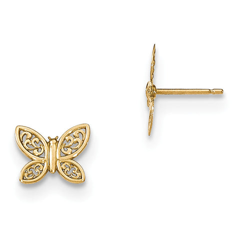 14k Polished Butterfly Post Earrings YE1754 - shirin-diamonds