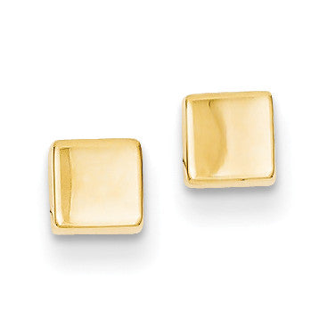 14k Polished Square Post Ear YE305 - shirin-diamonds