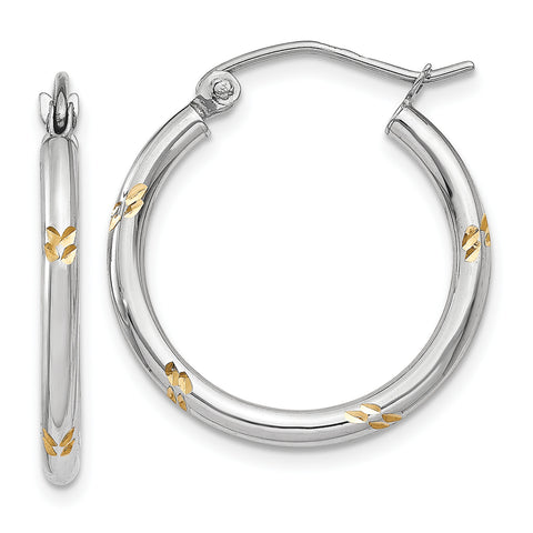 14k White Gold & Rhodium Hoop Earrings YE452 - shirin-diamonds