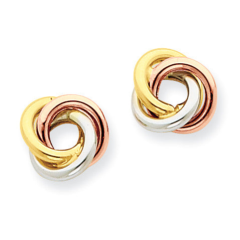 14k Tri-color Twisted Knot Post Earrings Z1239 - shirin-diamonds