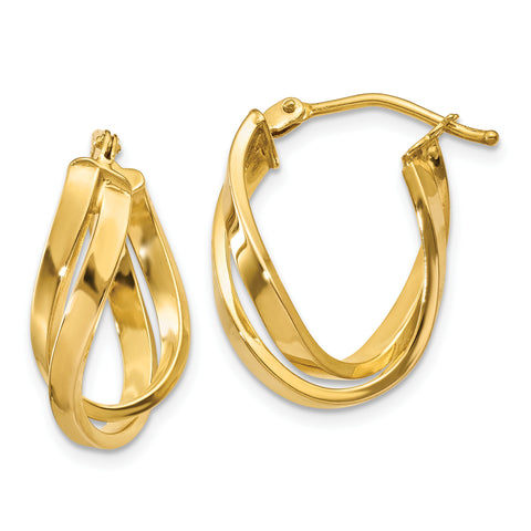 14k Twisted Hoop Earrings Z1240 - shirin-diamonds