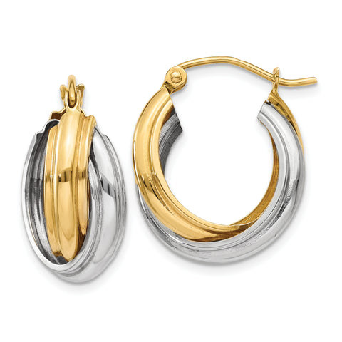 14k Two-tone Polished Double Hoop Earrings Z759 - shirin-diamonds